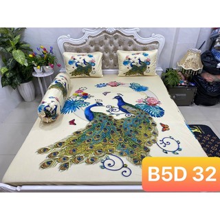 ga gối thun lạnh 5D cao cấp mẫu con công 02 ( 5 màu)