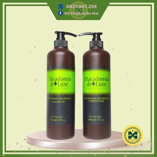 Bộ Dầu Gội Xả Macadamia Deluxe nourishing siêu mượt 800ml Xanh