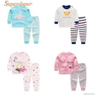 Bộ pijama dài tay , in họa tiết hoạt hình + quần dài cho bé trai / gái