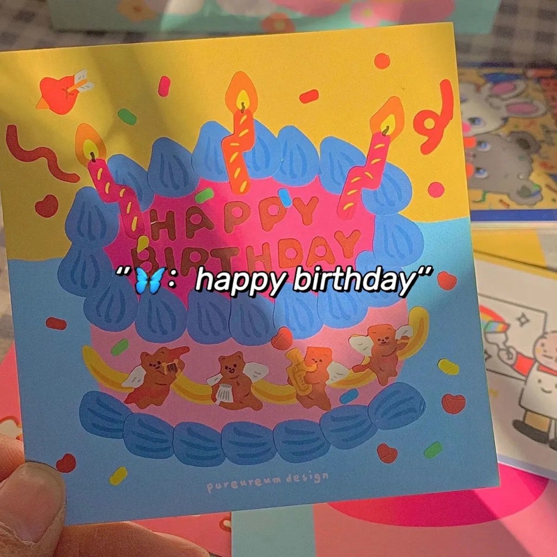 1 Set Birthday Diy Card With Sticker Happy Birthday Gift