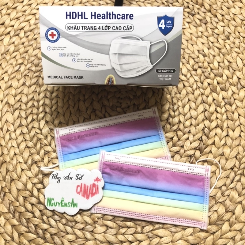 Khẩu trang màu pastel ombre 4 lớp HDHL HEALTHCARE