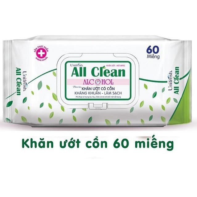 Khăn ướt em bé Unifresh Vitamin E và Nha đam 80 tờ/khăn ướt diệt khuẩn All clean