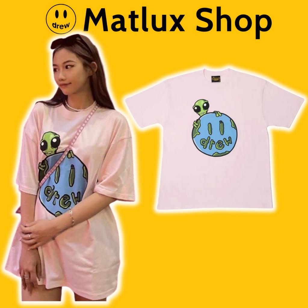Áo thun D.R.E.W House Mascot THE ALIEN bản cao cấp, Áo mặt cười, Áo Justin Bieber, Áo thun tay lỡ nam nữ form rộng