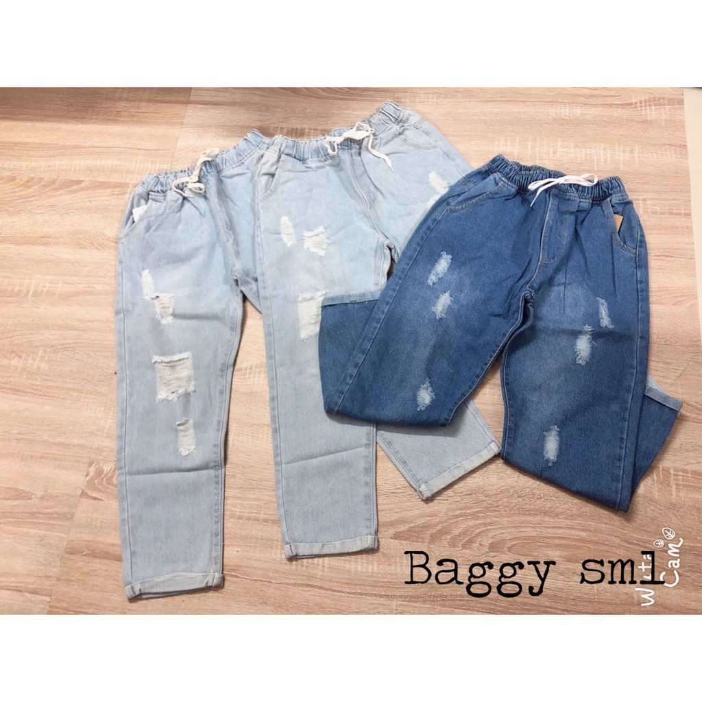 QUẦN BAGGY JEAN LƯNG THUN RÁCH BẺ LAI CAO CẤP  SHOP PHƯƠNG CHÂU