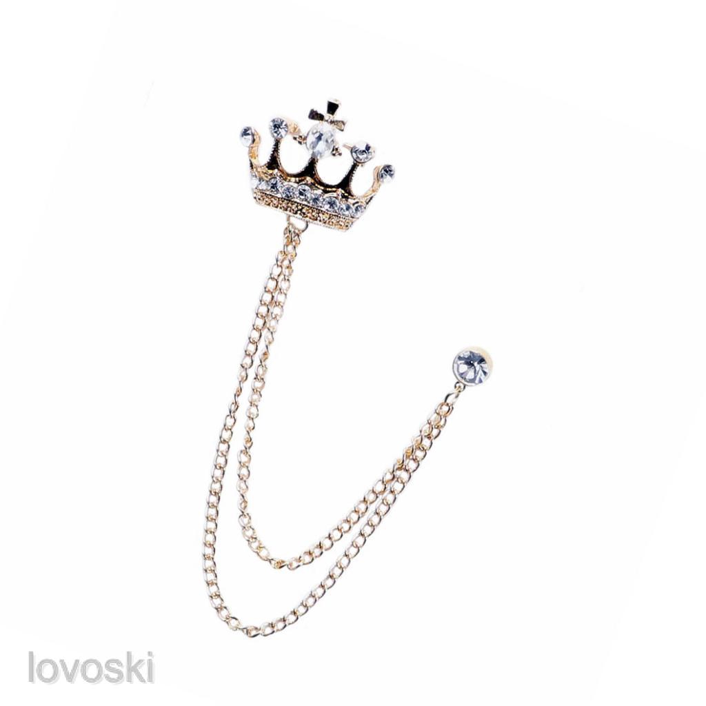 Ghim Cài Áo Hình Vương Miện Phối Dây Xích Thời Trang Cho Nam Và Nữ