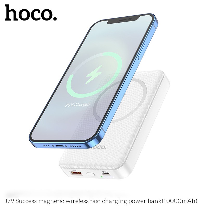 Pin Sạc Dự Phòng Hoco Tích Hợp Sạc Không Dây J79 37Wh Dung Lượng 10000mAh Sạc Nam Châm Từ Tính Có Đèn LED Hiển Thị Nguồn