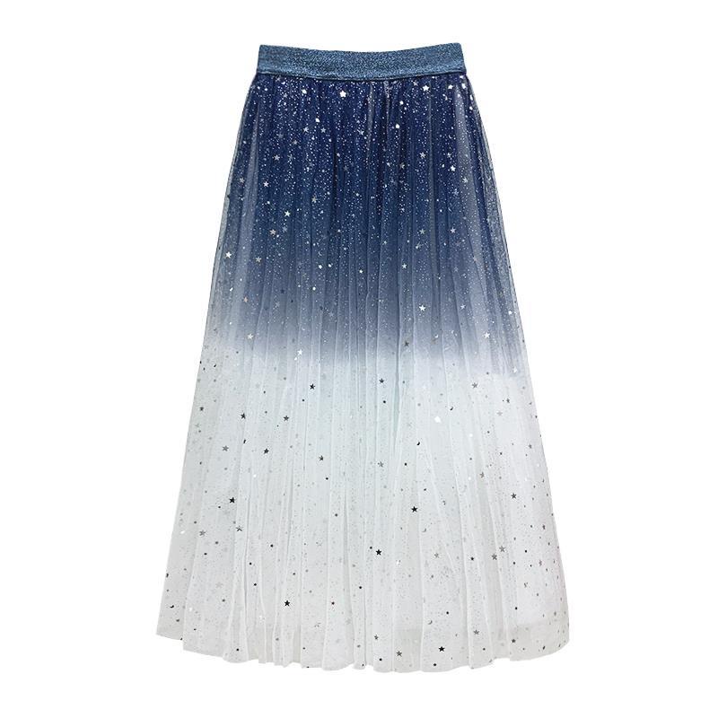 Chân Váy Tulle Dáng Vừa Màu Sắc Gradient Họa Tiết Bầu Trời Đầy Sao Thời Trang 2022 Cho Nữ