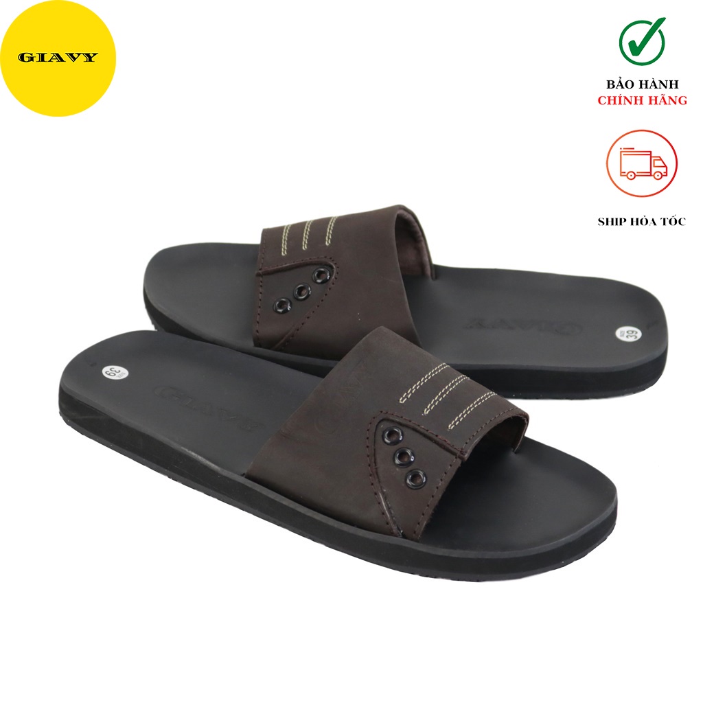 Dép da nam, dép nam quai ngang DTL450 - GIÀY GIAVY