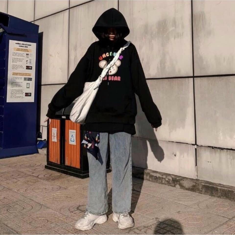 Áo hoodie U.N.CO.VER SICI BEAR Unisex áo khoác nỉ 2 màu form rộng dễ thương | BigBuy360 - bigbuy360.vn