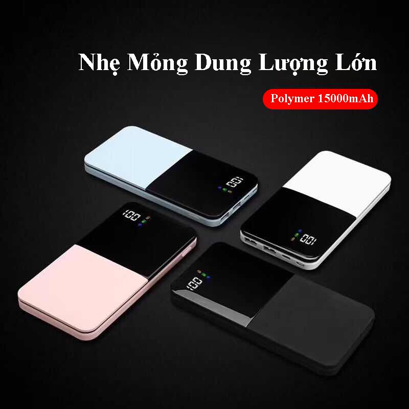 Pin sạc dự phòng CÁT THÁI Q100 Polymer 15000mAh mỏng nhỏ gọn cao quí 2 cổng sạc vào