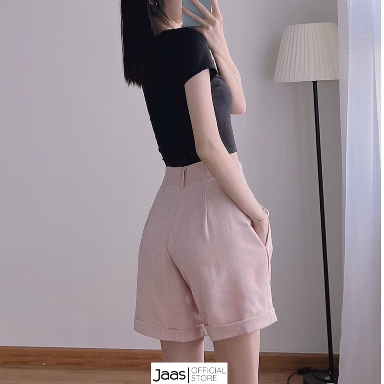 JAAS Quần short ngắn ống rộng lưng cao công sở- 3 màu Nude/Sand/Hồng