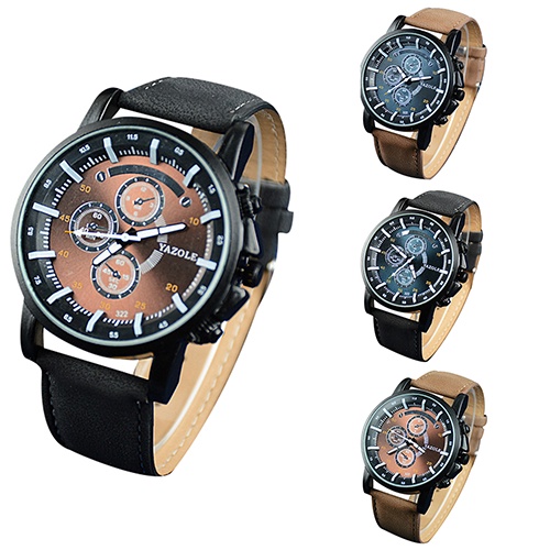 MACmk Men's Casual Luminous Analog Quartz Faux Leather Band Sport Wrist Watch Gift