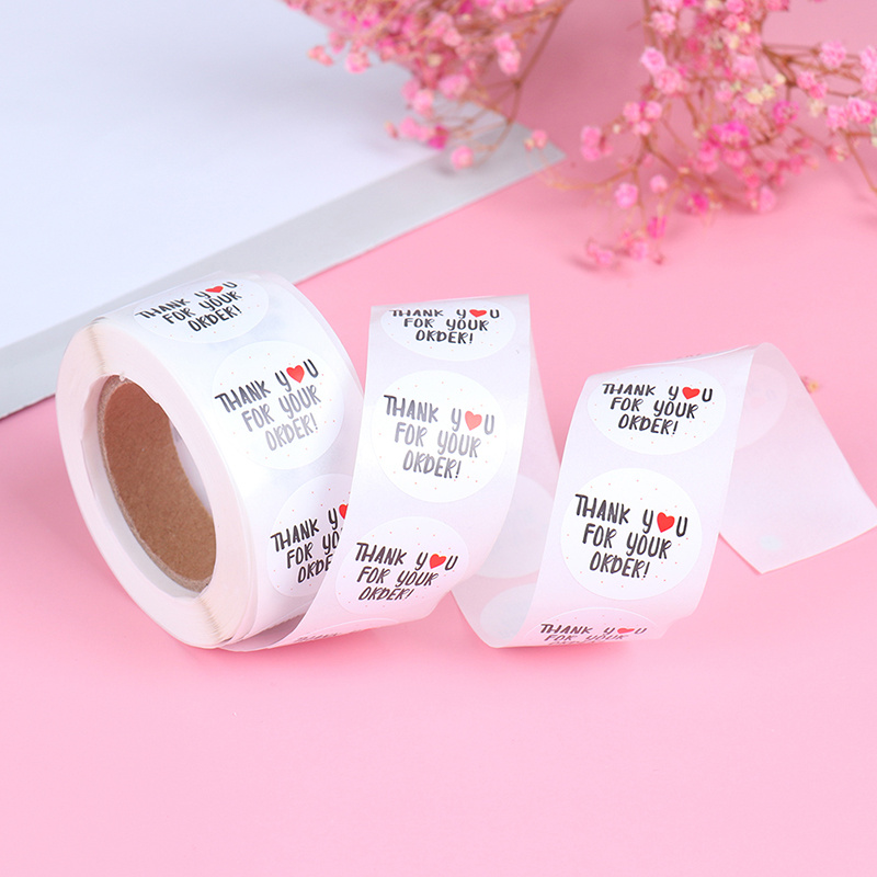 Set 500 Miếng Dán Tròn In Chữ Thank You For Your Trang Trí