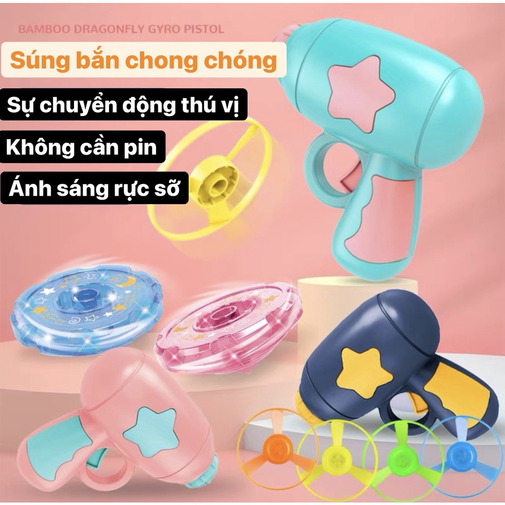 [Mã LIFE20KALL giảm 10% đơn 50K] Set đồ chơi súng bắn chong chóng, con quay phát sáng nhiều màu sắc cho bé Master Kids