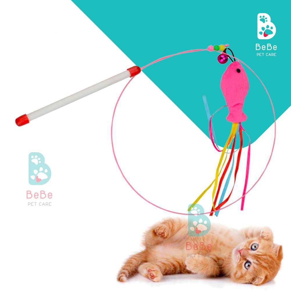 Cần Câu Mèo Dây Thép - Cây Vờn Mèo Vui Nhộn - Đồ Chơi Cho Mèo