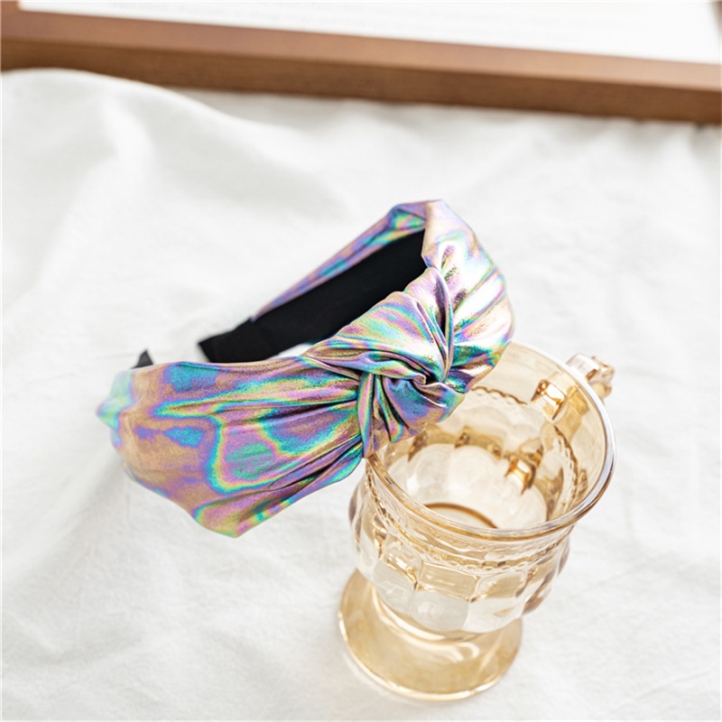 Băng Đô Cài Tóc Bản Rộng Bằng Da Màu Sáng Đơn Giản Cổ Điển Cho Nữ