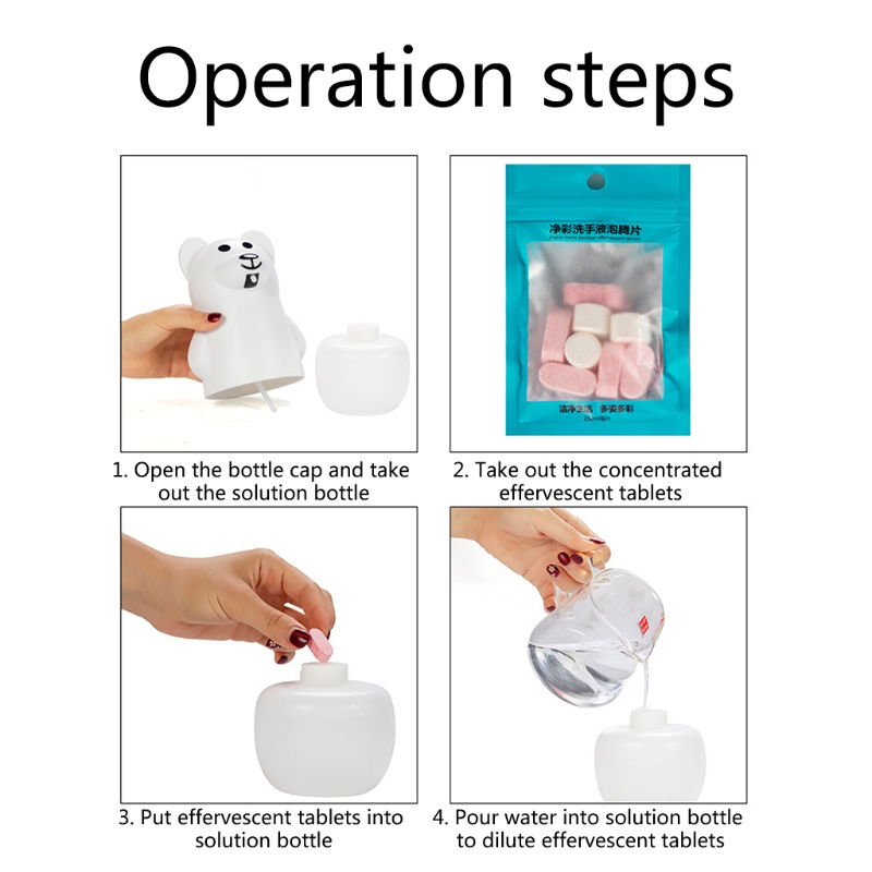 Bình Đựng Xà Phòng Tự Động 300ml Cảm Biến Hồng Ngoại Hình Gấu Dễ Thương