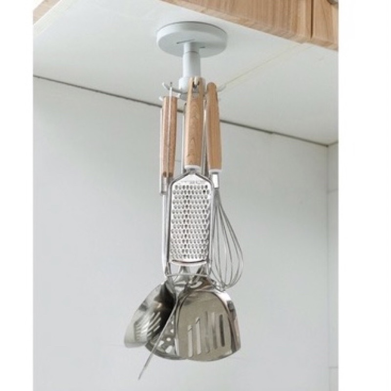 Móc treo đồ dùng nhà bếp 6 chấu đa năng xoay 360 độ dán tường không cần khoan đục ( tặng kèm móc dán )