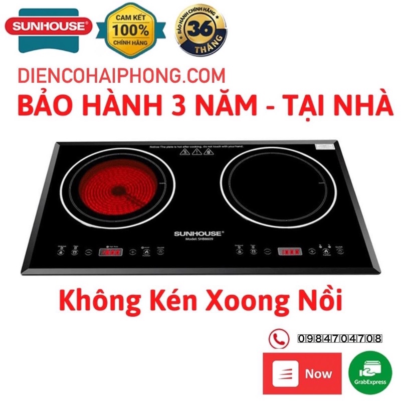 Bếp đôi điện từ hồng ngoại SUNHOUSE SHB8609