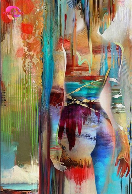 Bộ tranh đính đá 5D họa tiết cô gái độc đáo DIY 30x40cm