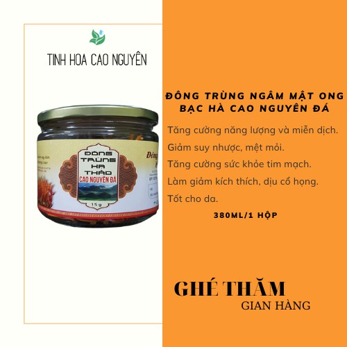 Nấm đông trùng hạ thảo ngâm mật ong bạc hà tinh hoa cao nguyên đá đồng văn hà giang