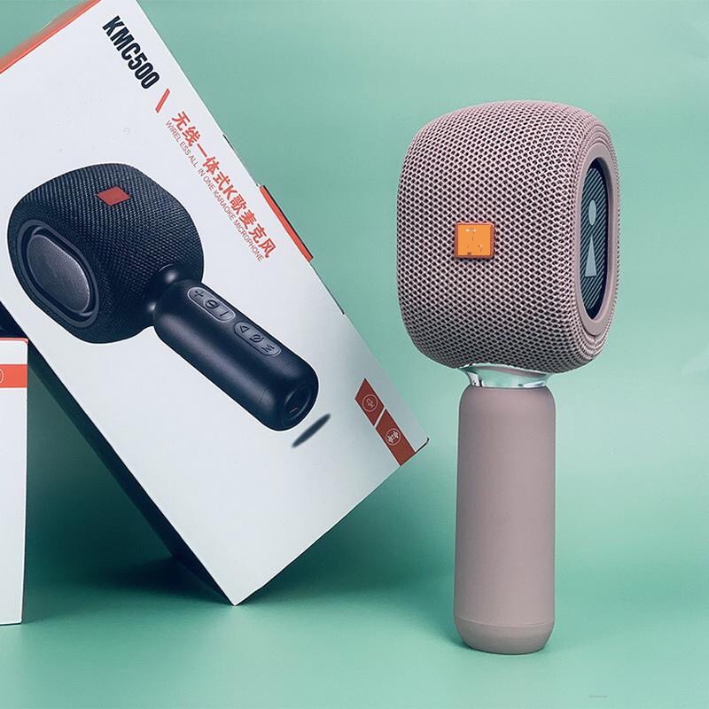 Micro Karaoke KMC500 Kiêm Loa Bluetooth Kiểu Dáng Đẹp Âm Thanh Ấn Tượng Nhỏ Gọn Tích Hợp Pin Sạc.