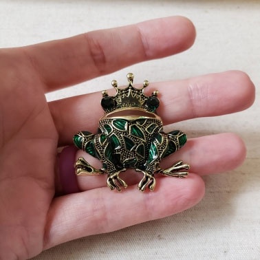 Crystal Frog Brooches for Women Green Color Animal Brooch Pin Luxury Vintage Jewelry Coat Accessories Bijouterie FrogKing