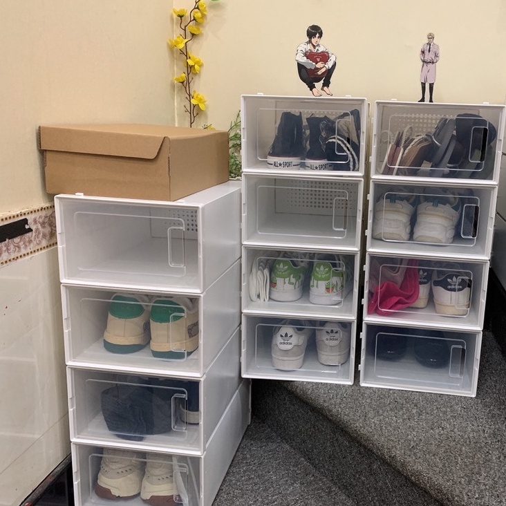 Combo 5 Hộp Đựng Giày Dép, Tủ Kệ Giày Chống Bụi Thông Hơi Lắp Ghép Tiện Lợi
