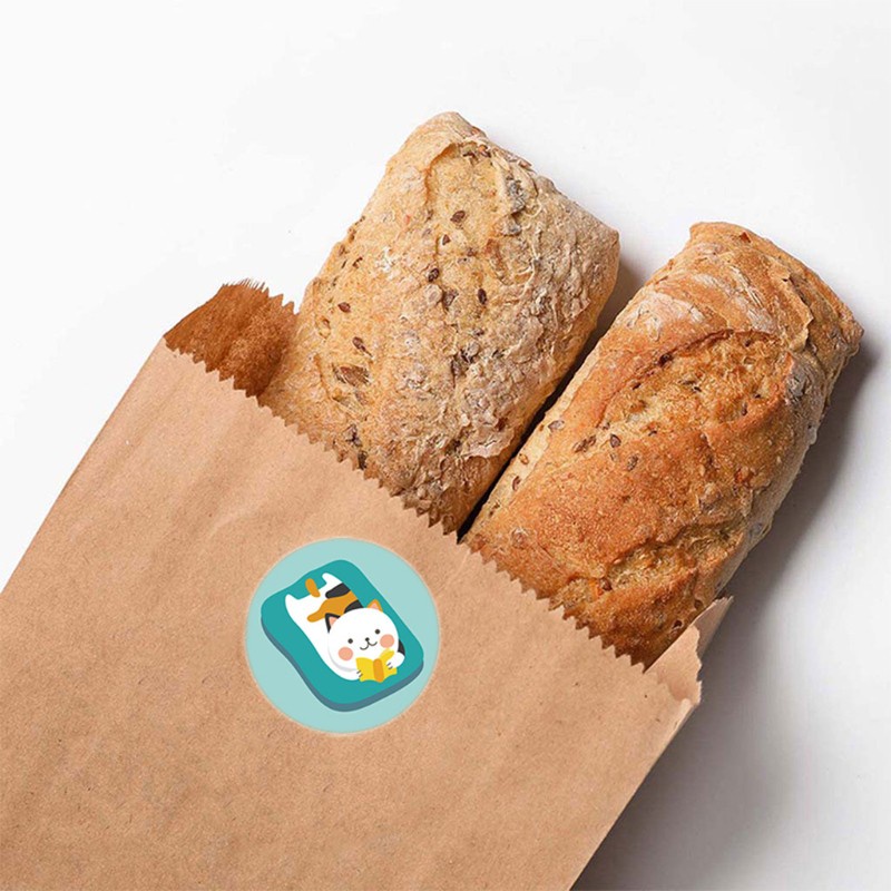 Cuộn 500 miếng dán nhãn niêm phong bao bì họa tiết mèo đáng yêu 1inch tiện lợi