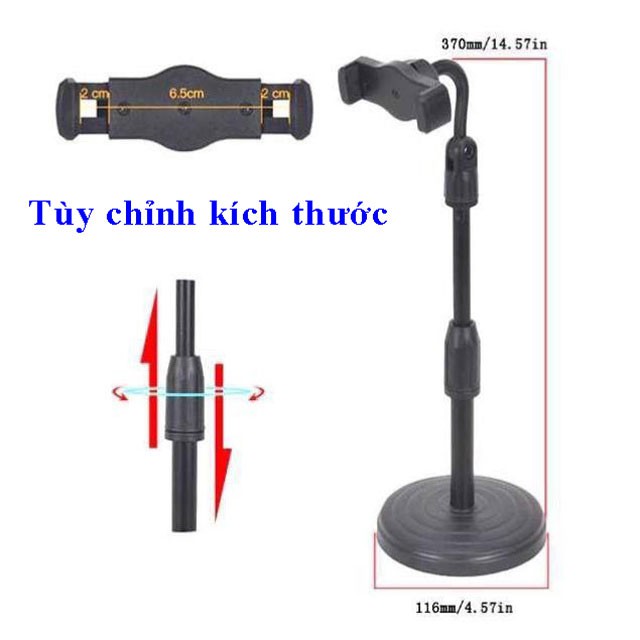 Giá đỡ điện thoại Microphone Stands, kẹp chống lưng 360 ,đế chân tròn để bàn, gia do tiện lợi đa năng DC-01