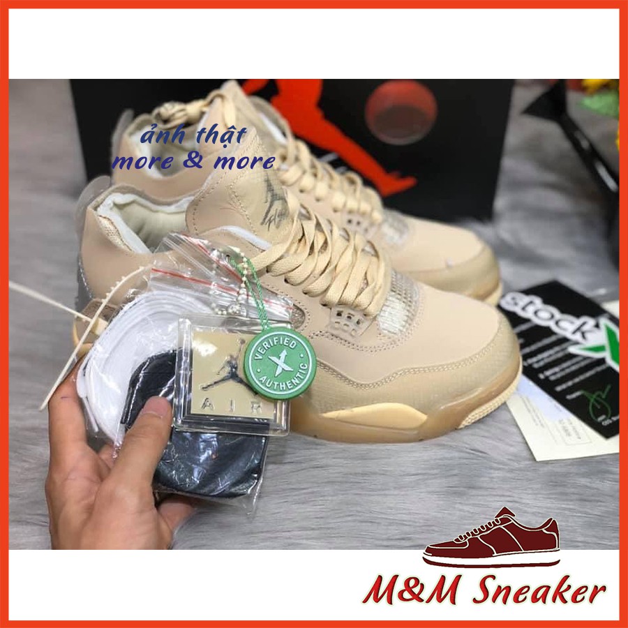 [Bản fix mới] Giày Air Jordan 4 Offwhite Cream/Sail x OG bản đẹp Sneaker Nam Nữ