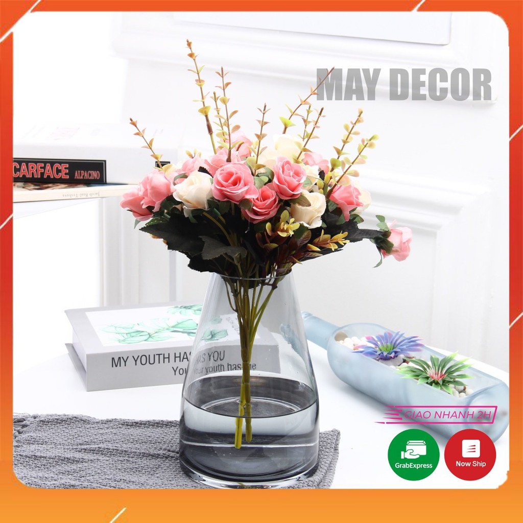 Bình Hoa Thủy Tinh Đẹp Trang Trí Decor, Lọ Hoa Thủy Tinh Cao Cấp Cắm Hoa Nghệ Thuật | MAY Decor