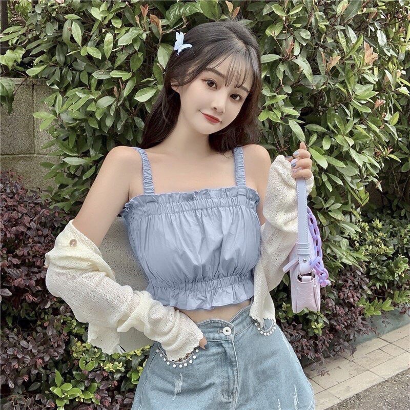 [FREESHIP, MẾN TẶNG QUÀ XINH] ÁO CROPTOP DÂY RÚM SIÊU HOT 3 MÀU XANH TRẮNG TÍM PHỐ THỜI TRANG HOTTEEN