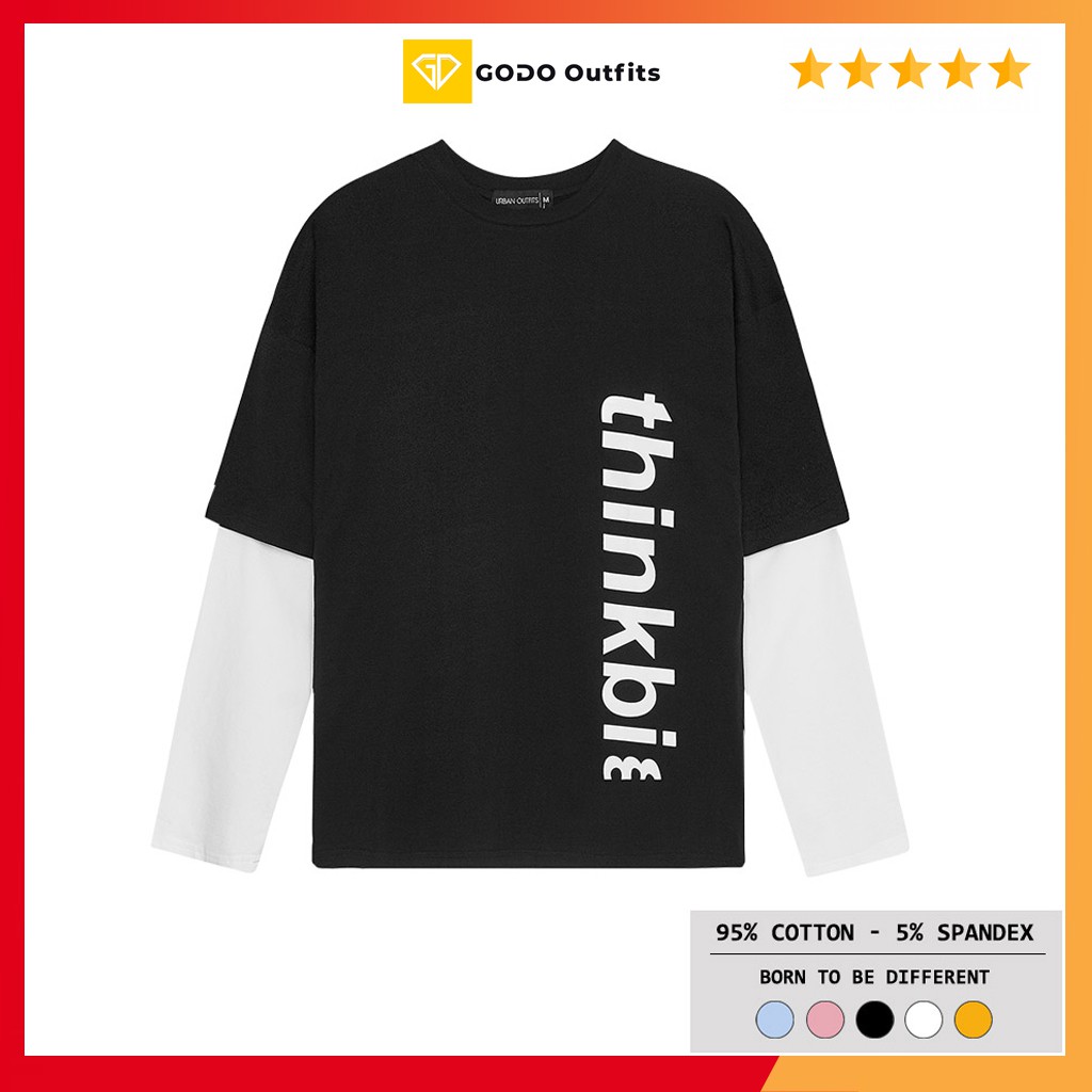 Áo Thun Tay Dài Nam Nữ Form Rộng GODO OUTFITS  In Thinkbi TDO06 Unisex Cặp Đôi Hàn Quốc Outfit Big Size 100% Cotton Đẹp | BigBuy360 - bigbuy360.vn