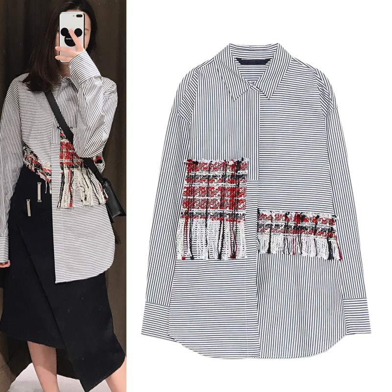 (Trả Order) Áo sơ mi phối dạ xuất ZR