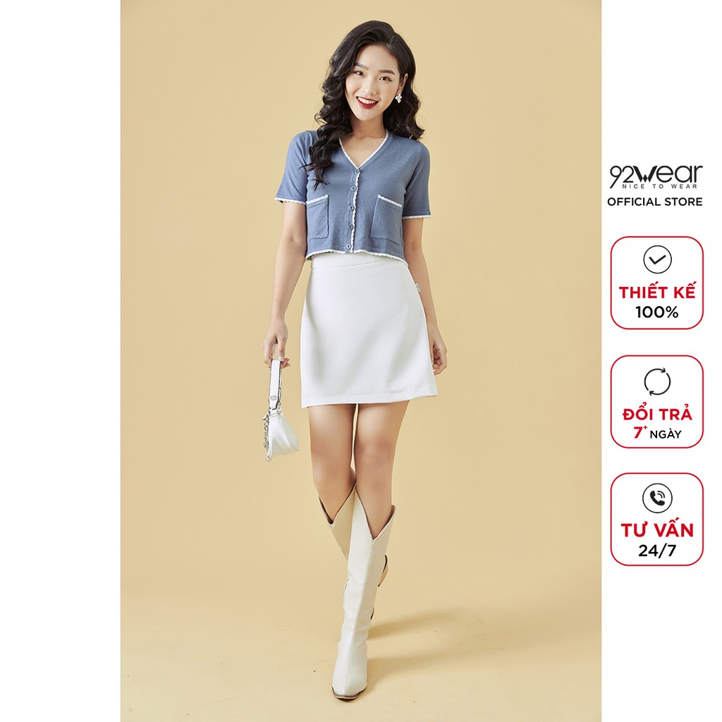 [Mã WABRH11 giảm 10% đơn 99K] Áo len nữ mỏng cổ tim 92WEAR ngắn tay túi 2 bên, thiết kế trẻ trung, hiện đại ALA0062 | BigBuy360 - bigbuy360.vn