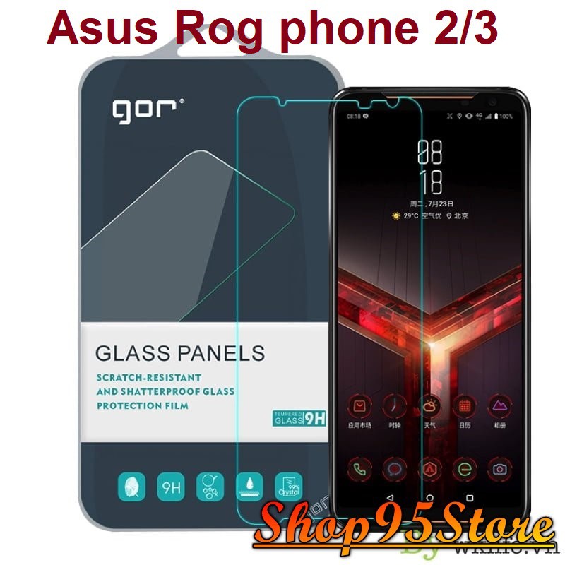 Bộ 2 kính cường lực GOR Asus Rog phone 3 , phone 2 trong suốt gần full màn