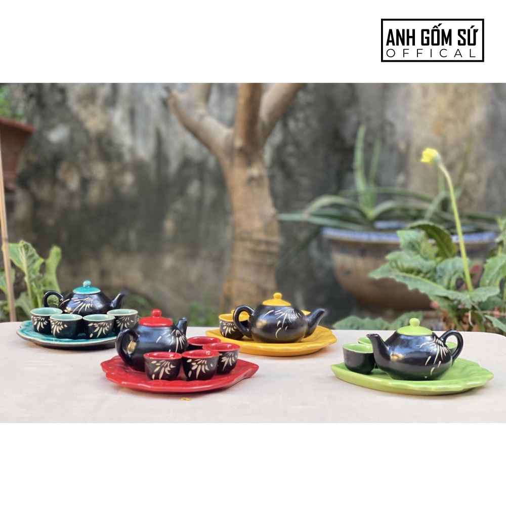 Bộ Ấm Chén Mini Thờ Cúng, Ấm Chén Hạt Mít Pha Trà Sen Bát Tràng, Nhiều Mẫu Đẹp