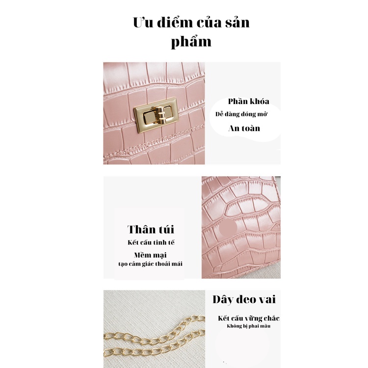 Túi Xách Nữ Đeo Chéo Thời Trang Họa Tiết Da Cá Sấu Kiểu Đơn Giản 2Ngân shop 2N003