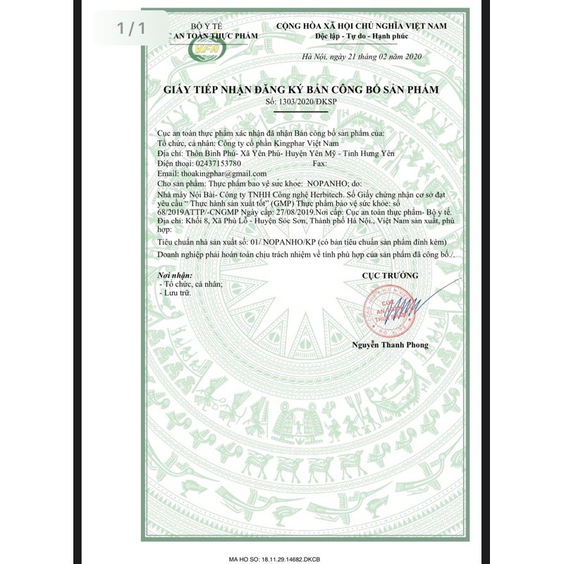 Siro NOPANHO Kingphar -Lọ 125ml - Viêm đường hô hấp dưới , phế quản, giảm ho , long đờm