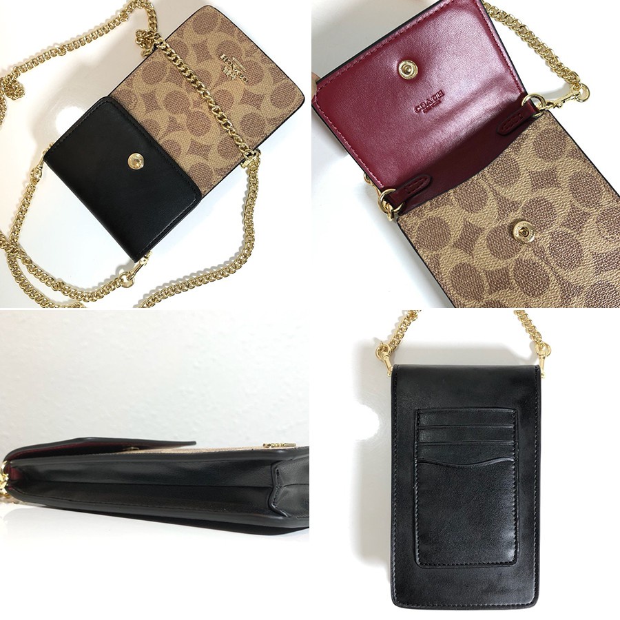 Coach Túi Xách Đeo Vai / Đeo Vai / Điện Thoại Phối Dây Xích Thời Trang Dành Cho Nữ F39955