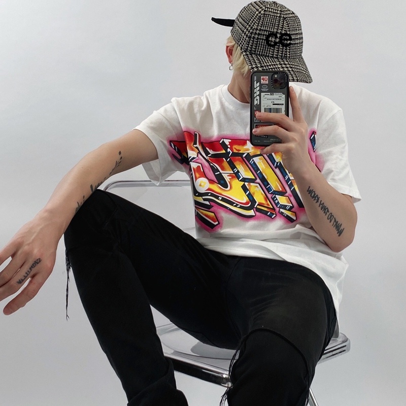 Áo Thun Phối Chữ Bản Lớn 3D Ngực, Cotton Mịn Thấm Hút Hoạt Động Hè Thoải Mái Phong Cách Thể Thao Mã GAREM 2022