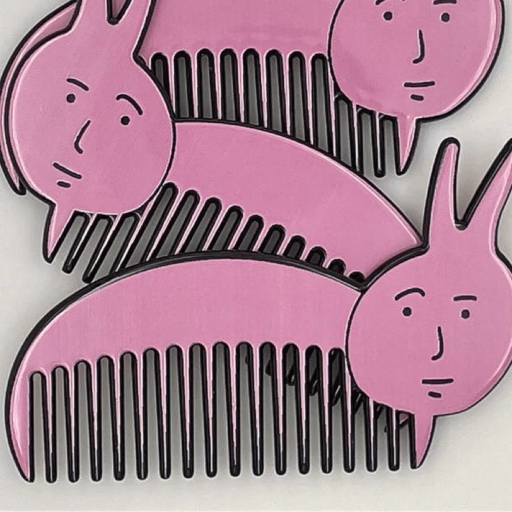 Lược Chải Tóc Kèm Gương Trang Điểm Thiết Kế Hình Thỏ Hồng Dễ Thương Cho Bạn Gái