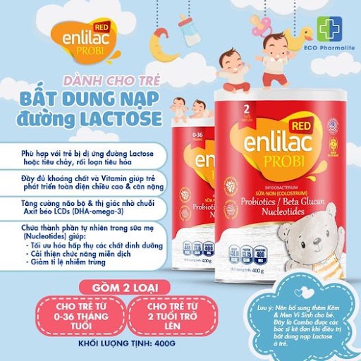 Sữa Enlilac Probi RED - Hộp 400-900g - Sữa chuyên biệt cho trẻ bất dung nạp lactose từ gian hàng Enlilac