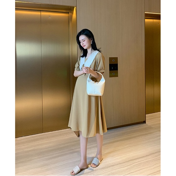 Váy đầm bầu xuông thiết kế công sở, dự tiệc cho mẹ bầu phong cách hàn quốc sang trọng thanh lịch mới mùa hè