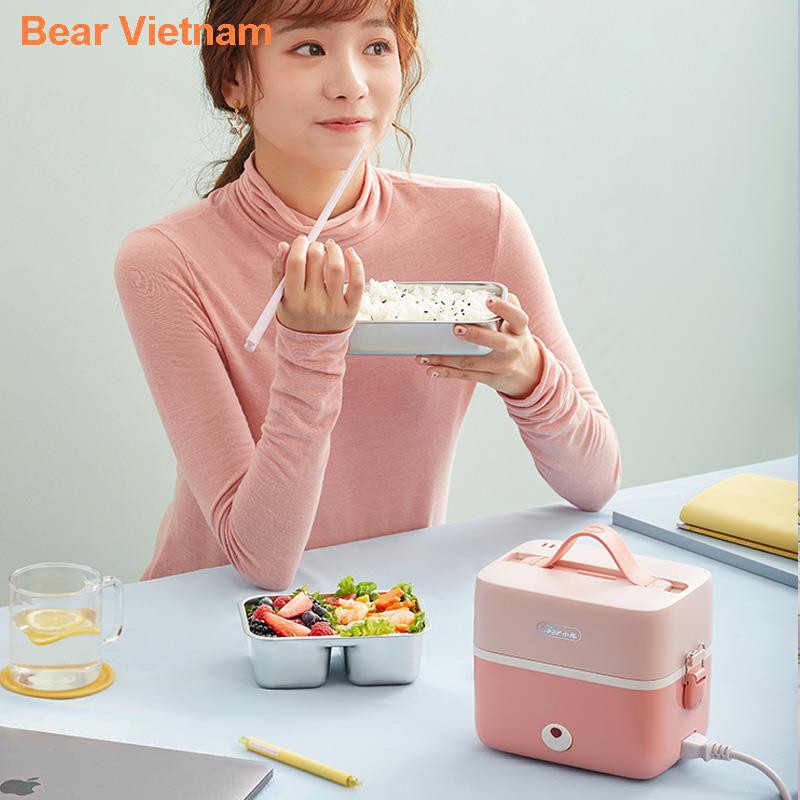 ☬✴✽❧Hộp cơm điện Bear cách nhiệt có thể cắm tự hâm nóng nấu tạo tác với nồi tử văn phòng xách tay