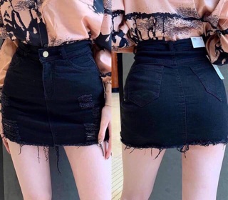 Váy quần rách trắng đen