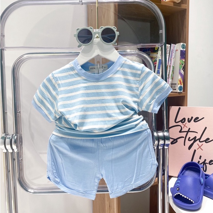 [Bé:8-27kg] Bộ Cộc Tay Minky Mom Vải Thun Lạnh Sọc Cao Cấp Mát Mịn Cho Bé Trai, Bé Gái đủ Size từ 80-150cm-Mã: TN-TR06