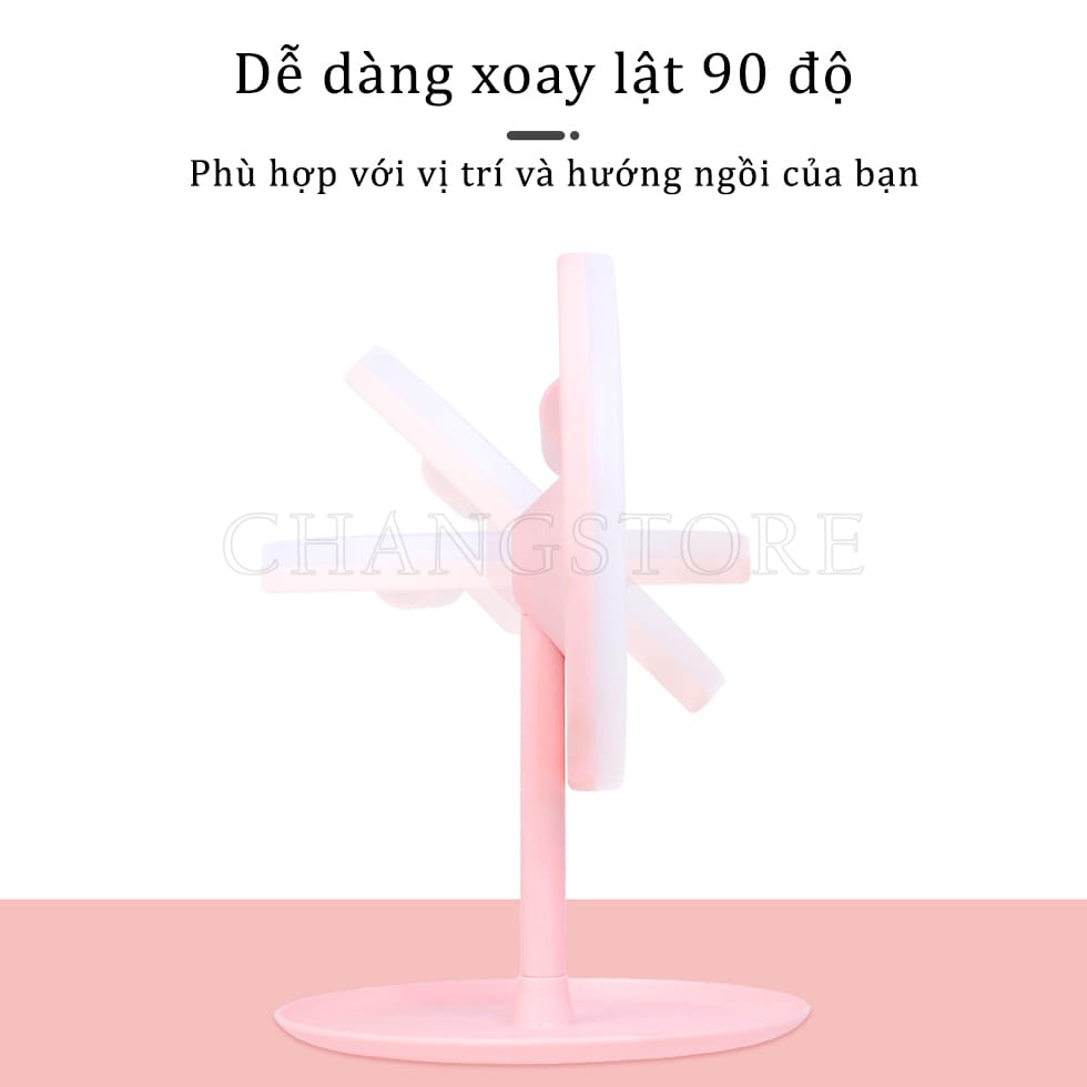 Gương Trang Điểm Để Bàn Tích Hợp Đèn Led Ba Màu Sắc Tùy Chỉnh Tiện Dụng