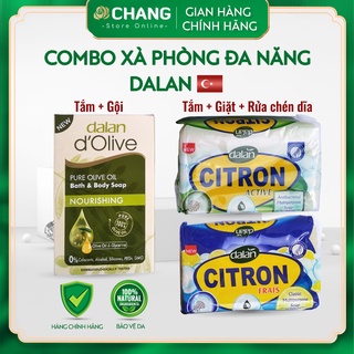 Combo xà phòng đa năng tắm gội, giặt & rửa chén Dalan D' Olive Pure Olive Bath And Body Soap Nourishing & Citron Soap